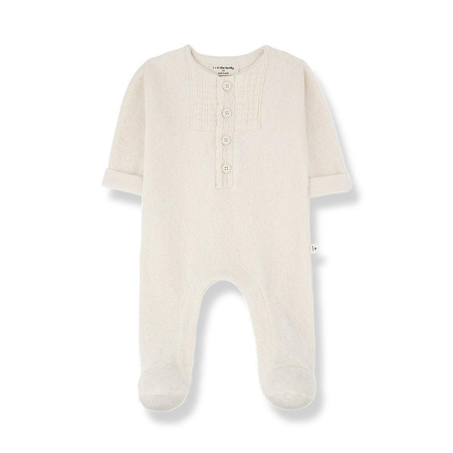 1+ In The Family Gael Jumpsuit w/feet - Ecru-Bodysuits-Ecru-3m | Natural Baby Shower