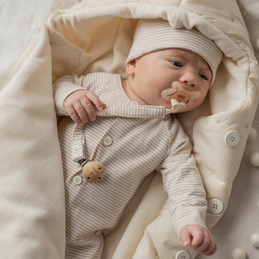 1+ In The Family Philipe Jumpsuit w/feet - Beige-Bodysuits-Beige-3m | Natural Baby Shower