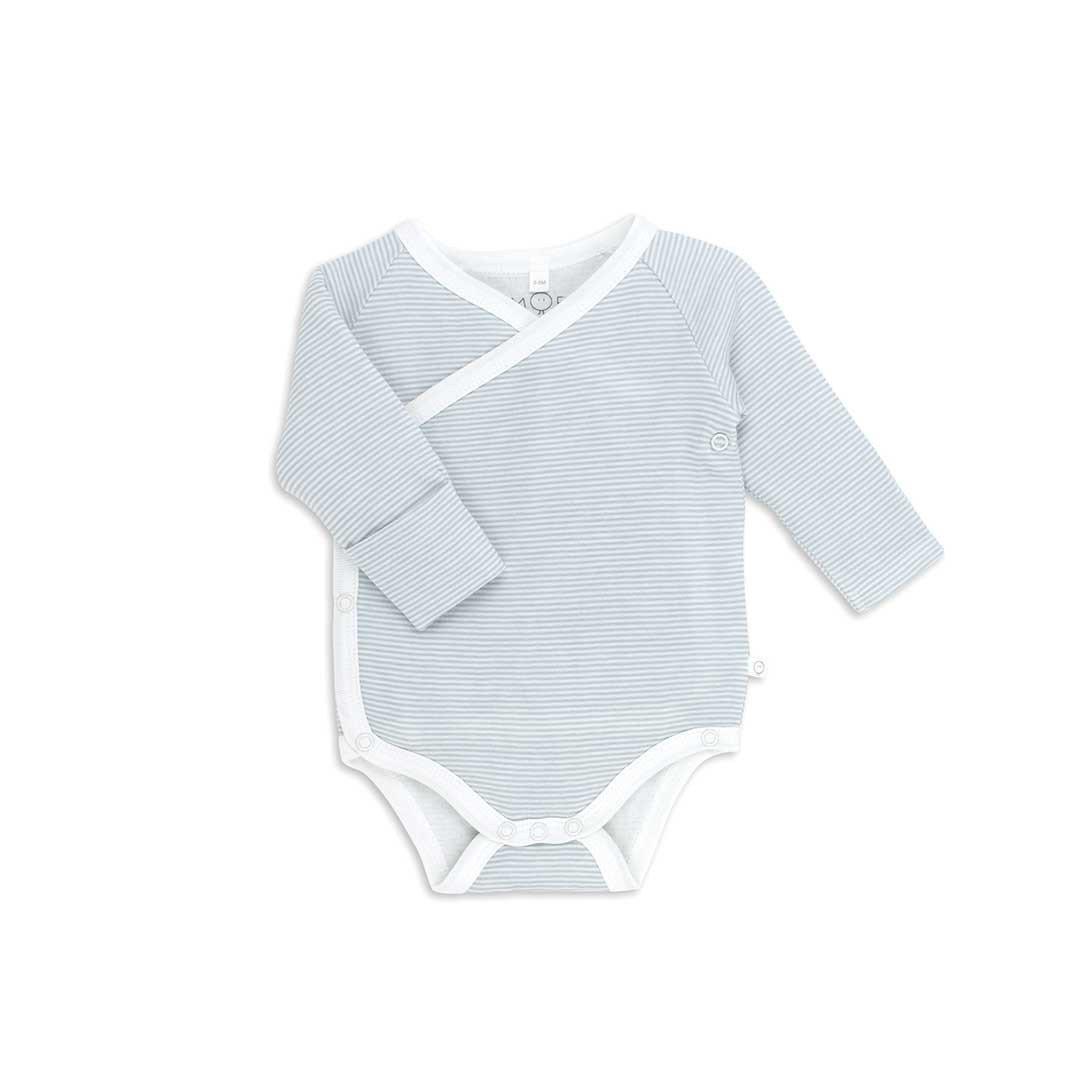 Outlet - MORI Long Sleeve Kimono Bodysuit - Blue-Bodysuits-12-18m-Blue | Natural Baby Shower