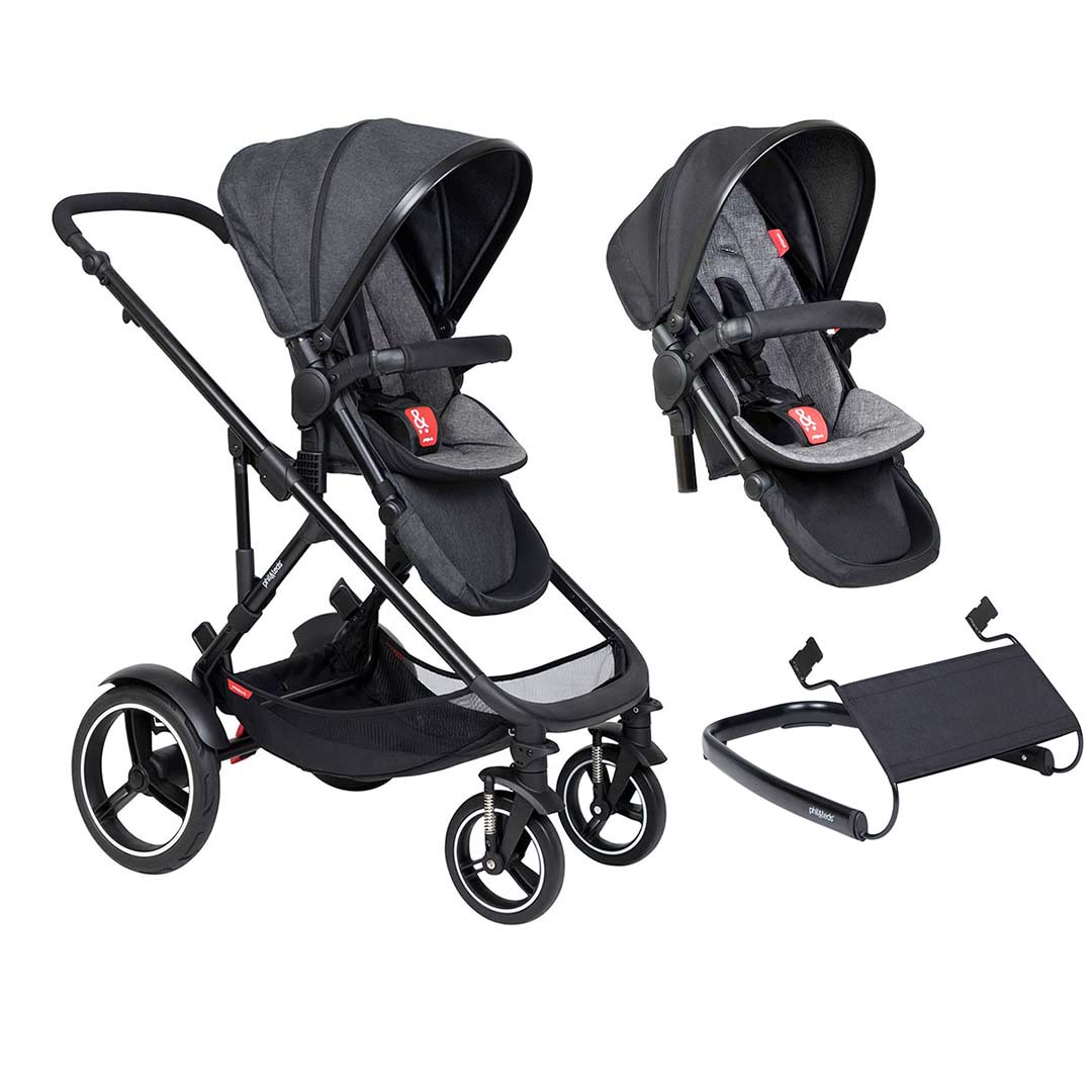 Phil & Teds Voyager Pushchair + Double Kit - Charcoal-Stroller Bundles-Charcoal-Lazy Ted | Natural Baby Shower