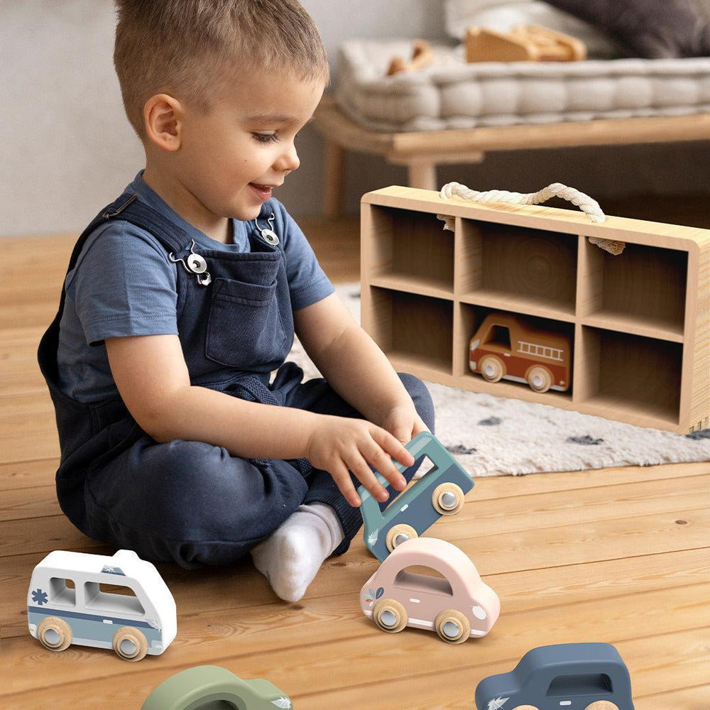 Speedy Monkey Car display case w/6 vehicles-Role Play- | Natural Baby Shower