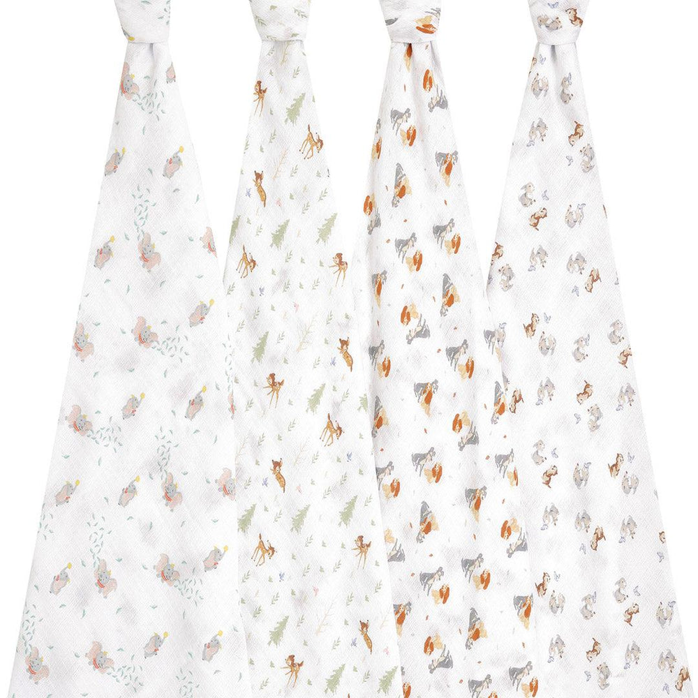 aden + anais essentials Cotton Muslin Swaddle Blanket - 4 Pack - Disney + Friends-Swaddling Wraps-Disney + Friends- | Natural Baby Shower