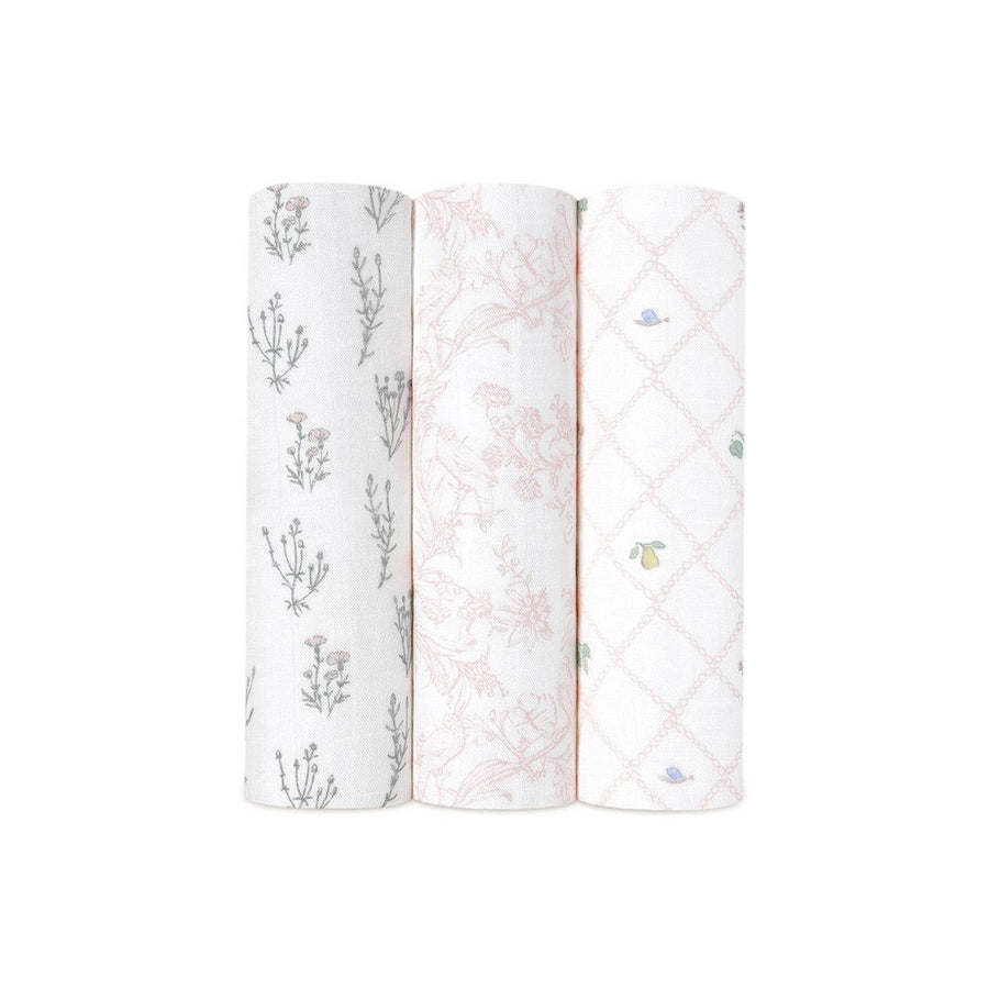 aden + anais Large Silky Soft Swaddles - 3 Pack - French Floral-Swaddling Wraps-French Floral- | Natural Baby Shower