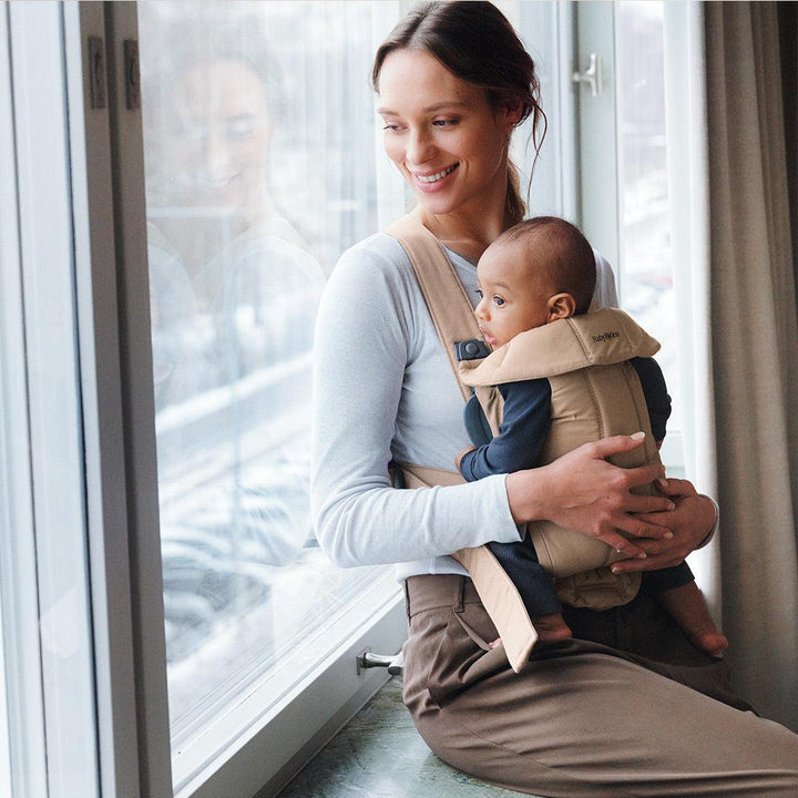 BabyBjorn Mini Woven Baby Carrier - Beige-Baby Carriers- | Natural Baby Shower