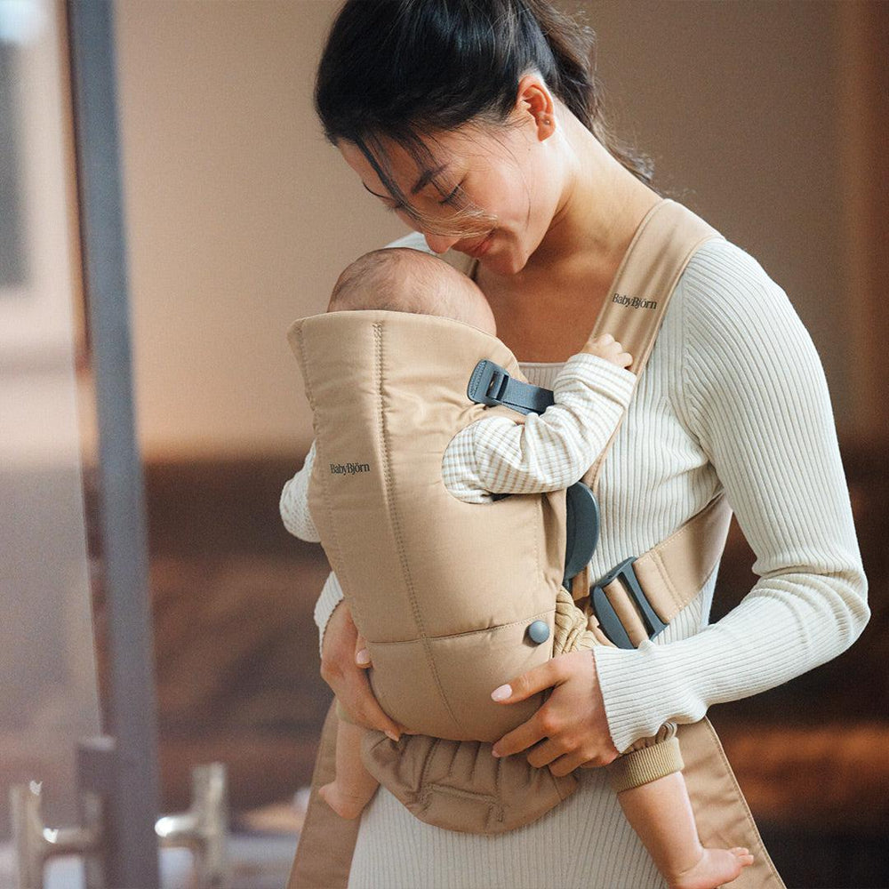 BabyBjorn Mini Woven Baby Carrier - Beige-Baby Carriers- | Natural Baby Shower
