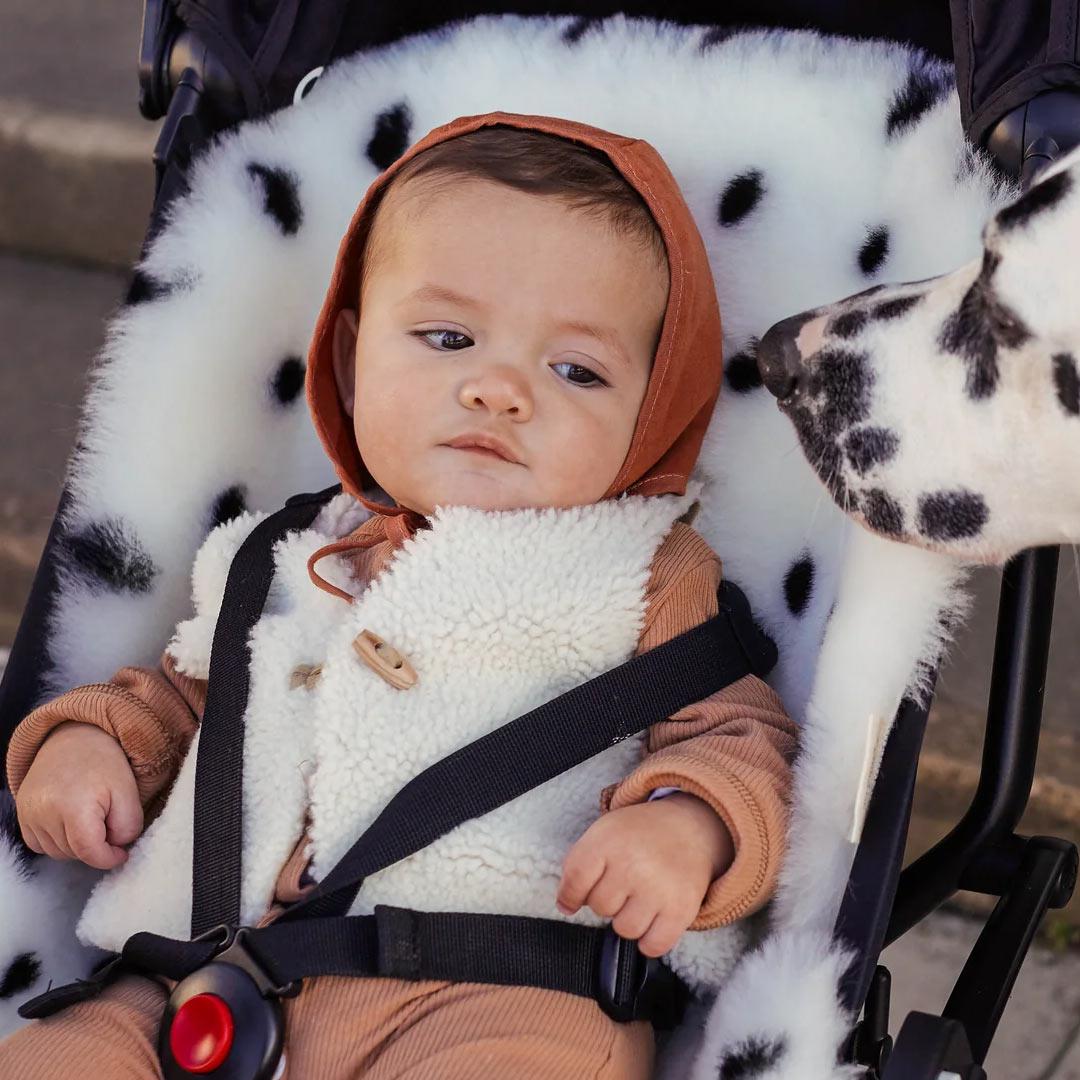 BINIBAMBA Merino Sheepskin Snuggler - Dalmatian Dot-Seat Liners- | Natural Baby Shower