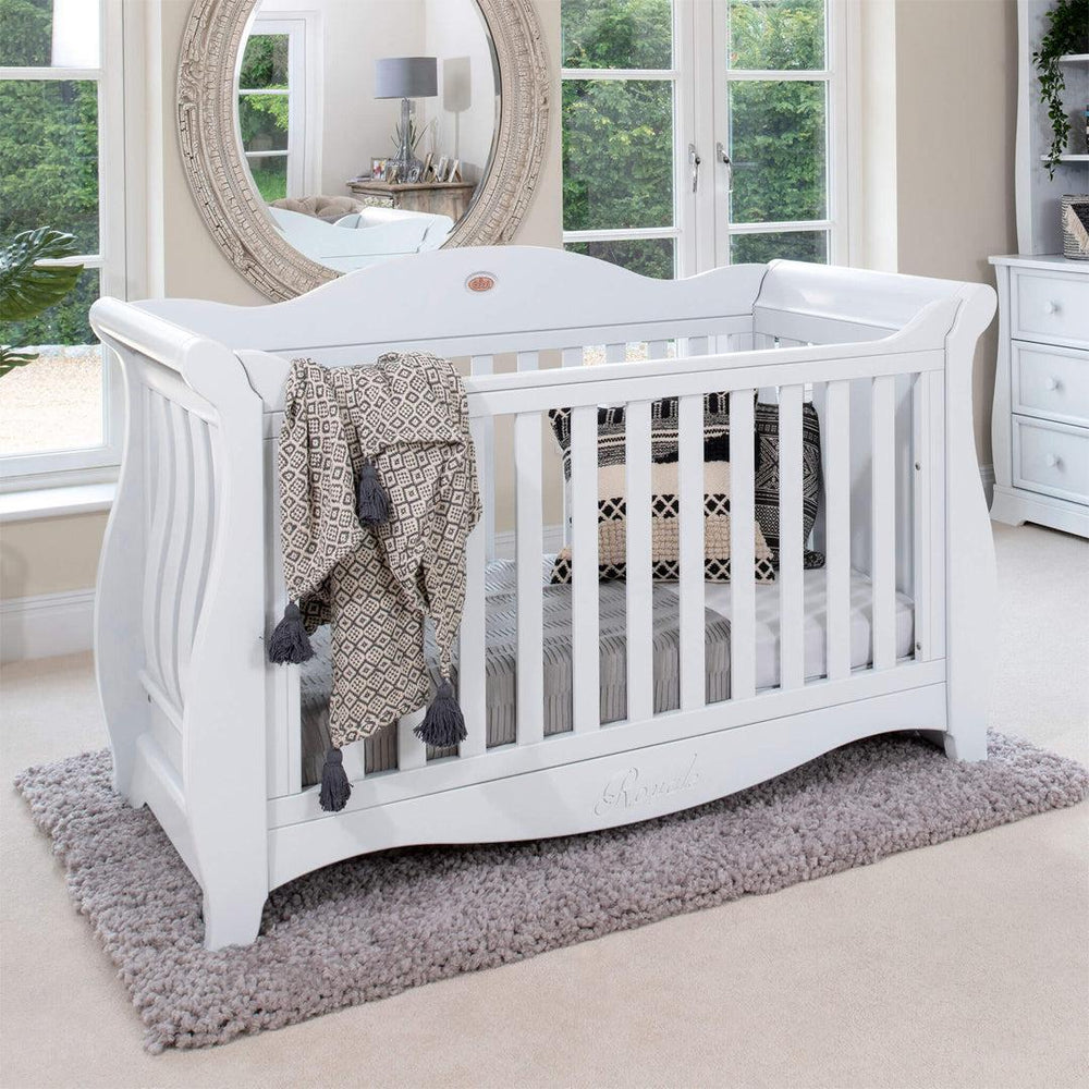 Boori Sleigh Royale Cot Bed - White-Cot Beds-No Mattress- | Natural Baby Shower