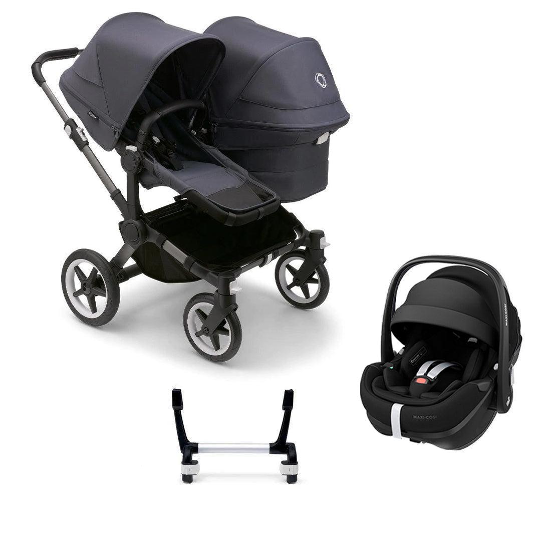 Bugaboo Donkey 5 Duo Pebble 360/360 Pro Travel System - Stormy Blue-Travel Systems-Pebble 360 Pro Car Seat-No Base | Natural Baby Shower