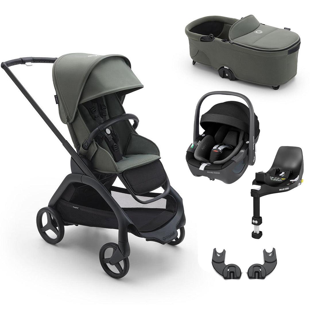 Bugaboo Dragonfly + Pebble 360/360 Pro Travel System - Forest Green-Travel Systems-Pebble 360 Car Seat-With Carrycot | Natural Baby Shower