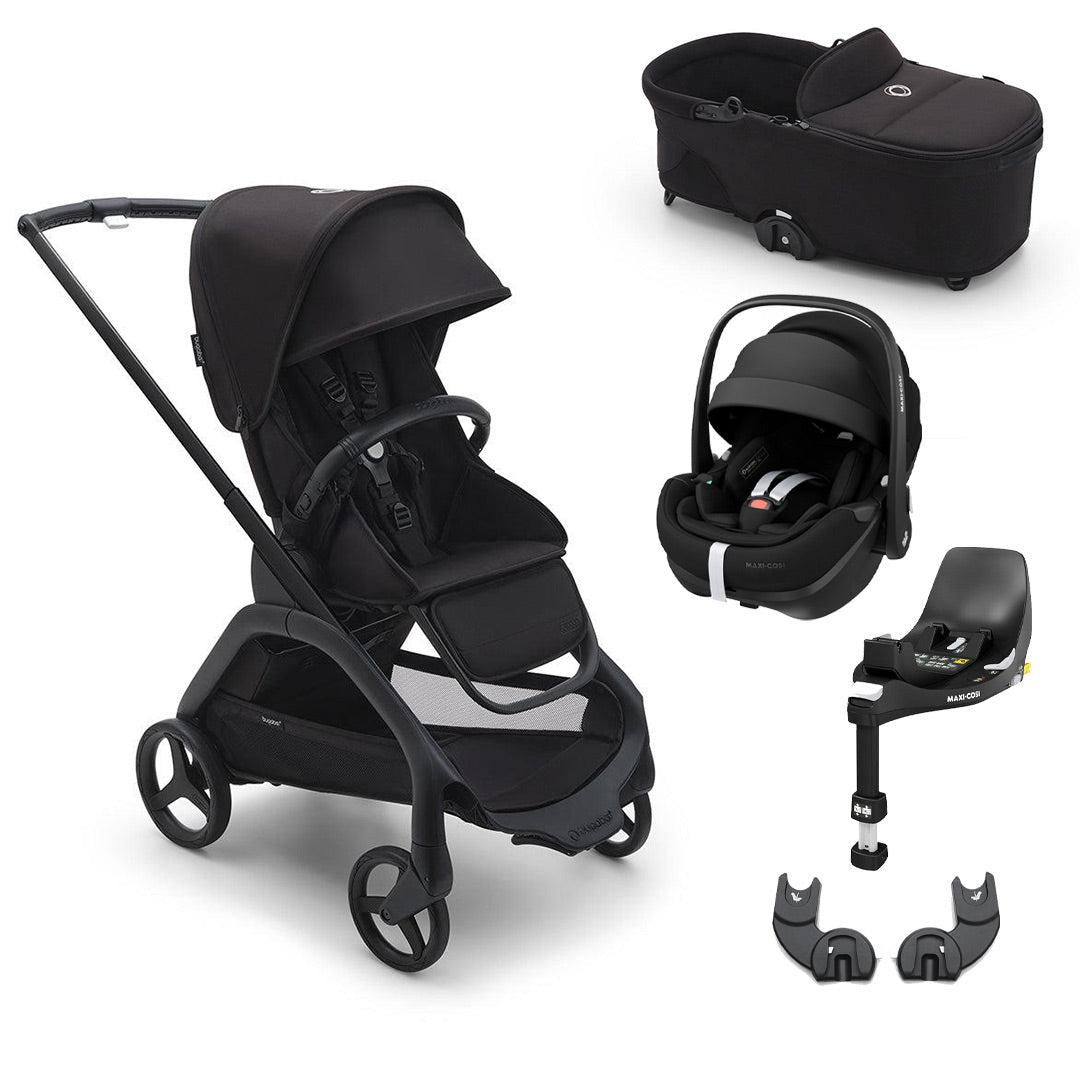 Bugaboo Dragonfly + Pebble 360/360 Pro Travel System - Midnight Black-Travel Systems-Pebble Pro Car Seat-With Carrycot | Natural Baby Shower