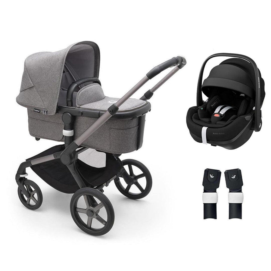 Bugaboo Fox 5 Complete Pushchair + Pebble 360/360 Pro Travel System - Grey Melange-Travel Systems-Pebble 360 Pro Car Seat-No Base | Natural Baby Shower