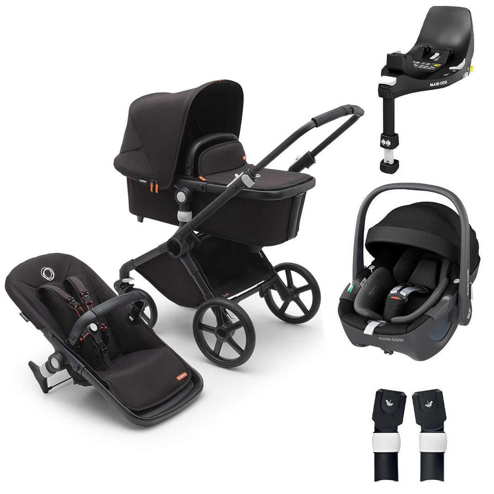 Bugaboo Fox Cub Complete Pushchair + Maxi Cosi 360 Travel System - Midnight Black-Travel Systems-Midnight Black-Pebble 360 Base | Natural Baby Shower