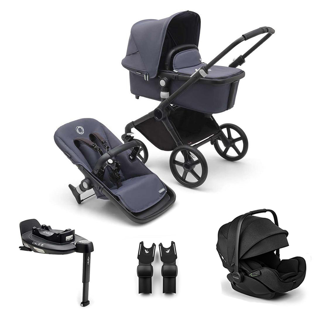 Bugaboo Fox Cub + Otter Travel System-Travel Systems-Stormy Blue-With Base | Natural Baby Shower