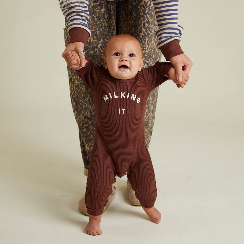 Claude & Co Milking It Plum Onesie - Plum-Sleepsuits-Plum-0-3M | Natural Baby Shower