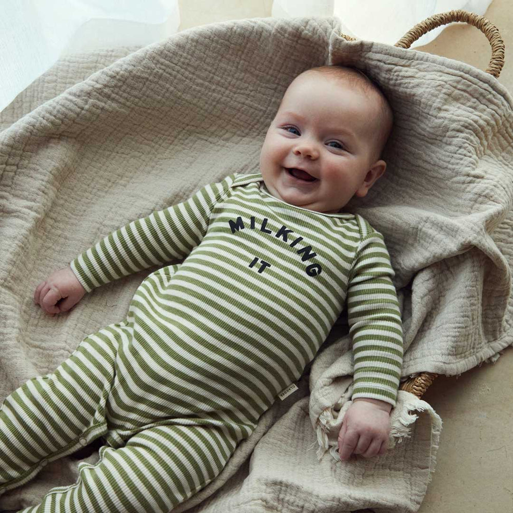 Claude & Co Stripe Onesie - Sage-Bodysuits-Sage-Newborn | Natural Baby Shower
