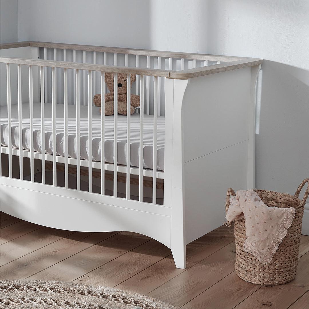 CuddleCo Clara 3 Piece Set 3-Drawer Dresser Cot Bed + Wardrobe - White/Ash-Nursery Sets- | Natural Baby Shower