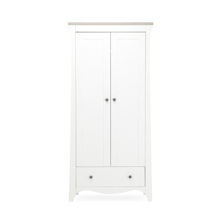 CuddleCo Clara 3 Piece Set 3-Drawer Dresser Cot Bed + Wardrobe - White/Ash