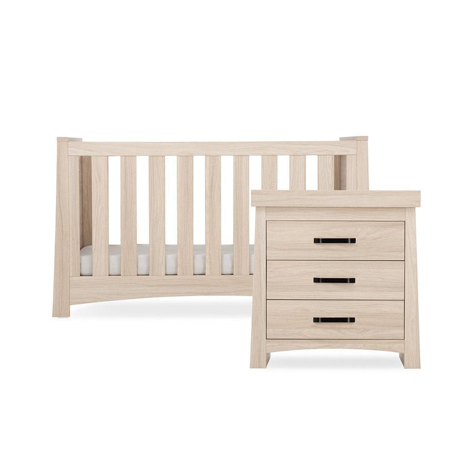 CuddleCo Isla 2pc Set Dresser Changer and Cot Bed - Ash-Nursery Sets-Ash-One Size | Natural Baby Shower