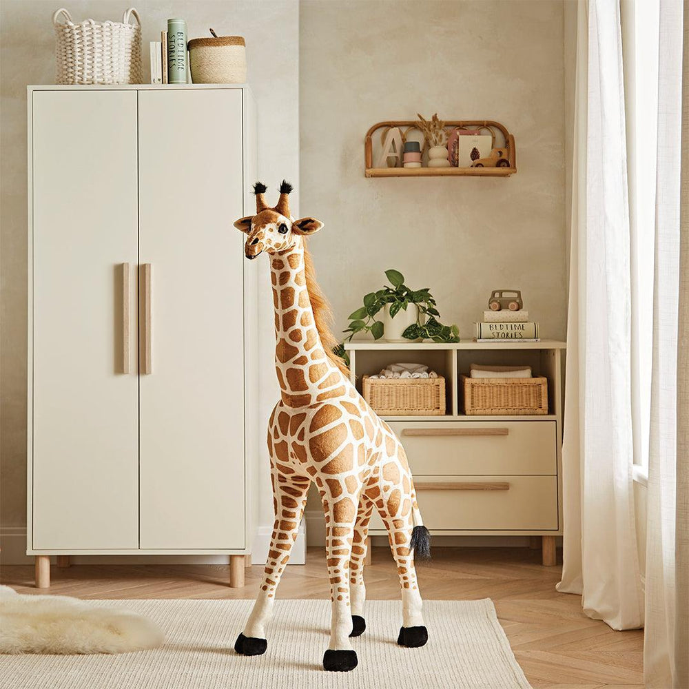 CuddleCo Medium Standing Giraffe Stuffed Animal - Natural-Soft Toys-Natural-One Size | Natural Baby Shower