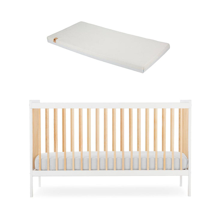 CuddleCo Nola Cot Bed - White/Natural-Cot Beds-White/Natural-Lullaby Hypo Allergenic Bamboo Foam Cot Bed Mattress | Natural Baby Shower
