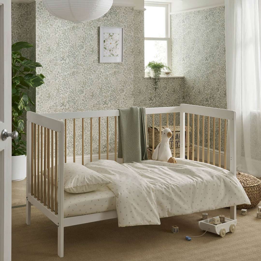CuddleCo Nola 2 Piece Set Changer + Cot Bed - White/Natural