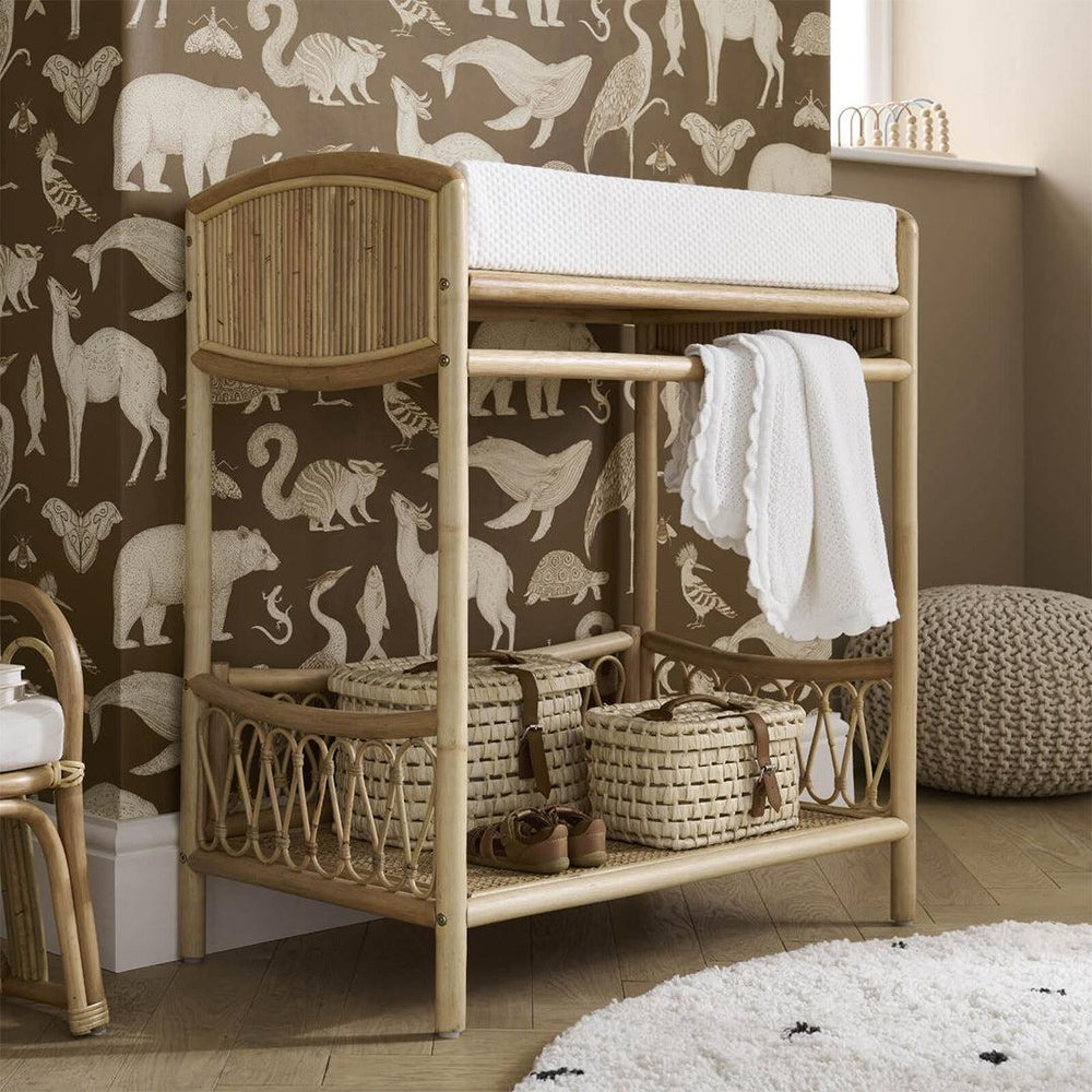 CuddleCo Aria Changer + Hanging Rail - Rattan-Changing Units-Rattan- | Natural Baby Shower