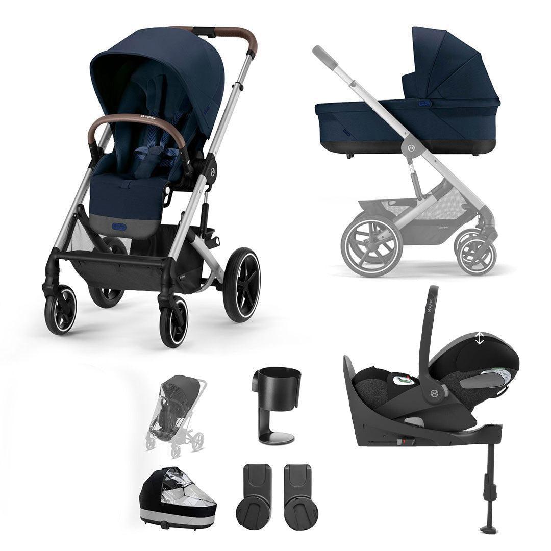 CYBEX Balios S Lux + Cloud T Luxury Bundle - Ocean Blue-Travel Systems-Base T-No Footmuff | Natural Baby Shower