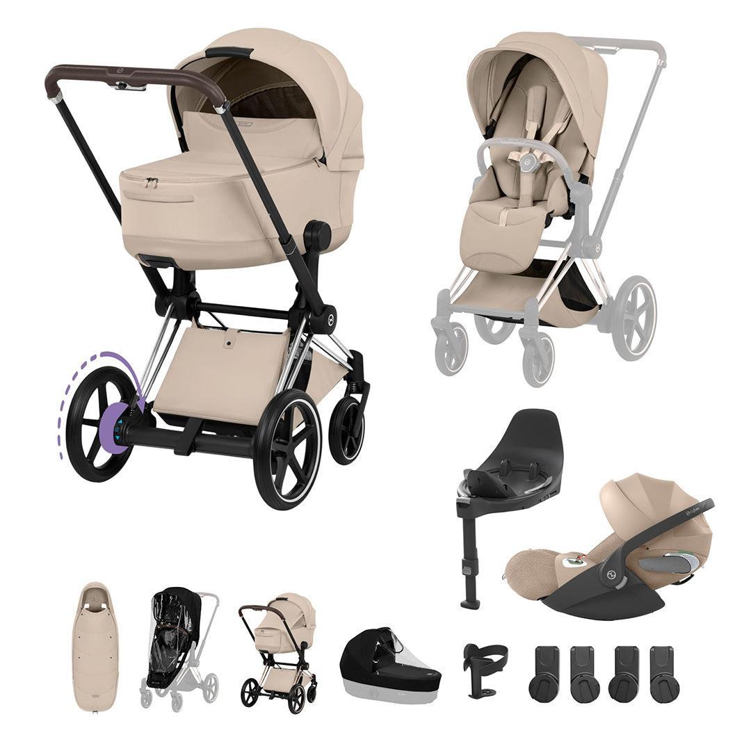 poussette cybex gold CYBEX e-PRIAM Fold Cot Ultimate Travel System Bundle