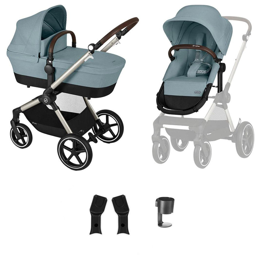 CYBEX EOS Lux Essential Bundle - Sky Blue-Stroller Bundles-Sky Blue-No Footmuff | Natural Baby Shower