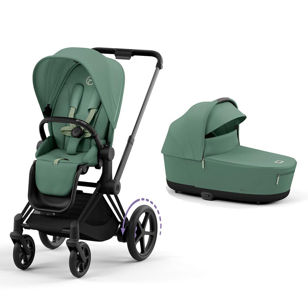 CYBEX e-Priam Pushchair - Leaf Green-Strollers-Leaf Green/Matt Black-Lux Carrycot | Natural Baby Shower