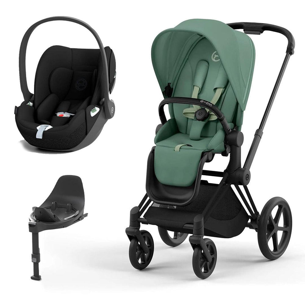 CYBEX Priam Cloud T Travel System - Leaf Green-Travel Systems-Matt Black-None | Natural Baby Shower