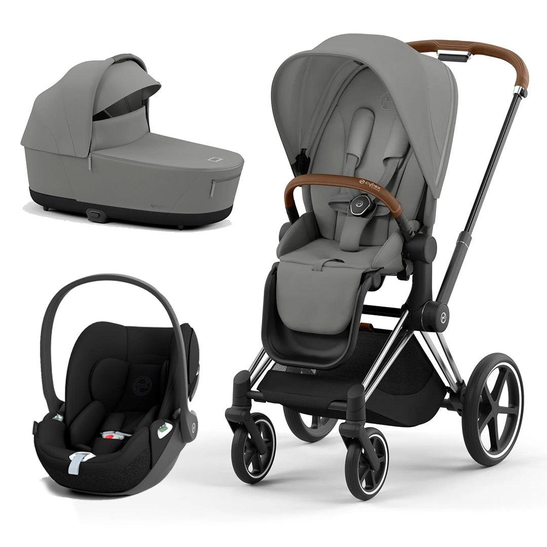 CYBEX Priam Cloud T Travel System - Mirage Grey-Travel Systems-Chrome Brown-Lux | Natural Baby Shower