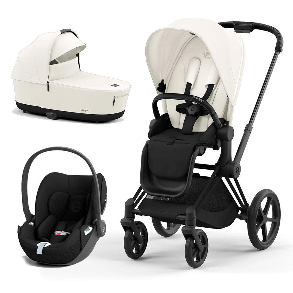 CYBEX Priam Cloud T Travel System - Off White-Travel Systems-Matt Black-Lux | Natural Baby Shower