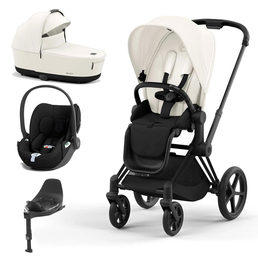 CYBEX Priam Cloud T Travel System - Off White-Travel Systems-Matt Black-Lux | Natural Baby Shower