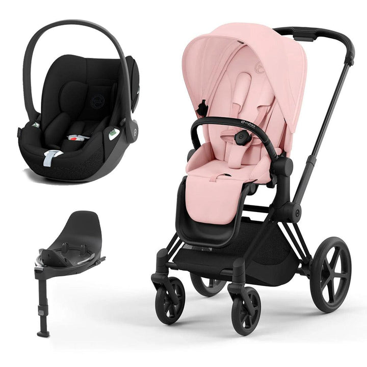 CYBEX Priam Cloud T Travel System - Peach Pink-Travel Systems-Matt Black-None | Natural Baby Shower