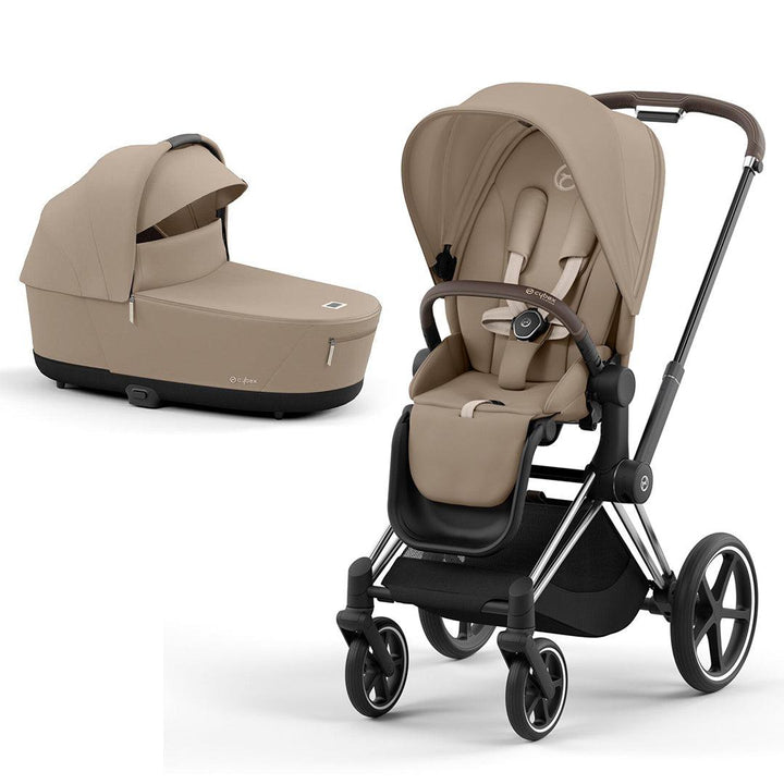 CYBEX Priam Pushchair - Cozy Beige-Strollers-Cozy Beige/Chrome & Brown-Lux Carrycot | Natural Baby Shower