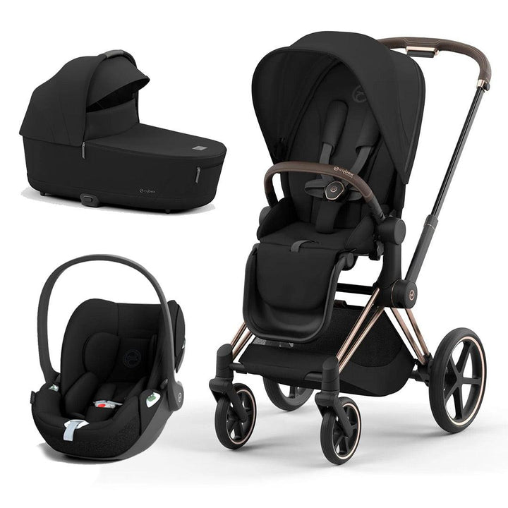 CYBEX Priam Cloud T Travel System - Sepia Black-Travel Systems-Rose Gold-Lux | Natural Baby Shower