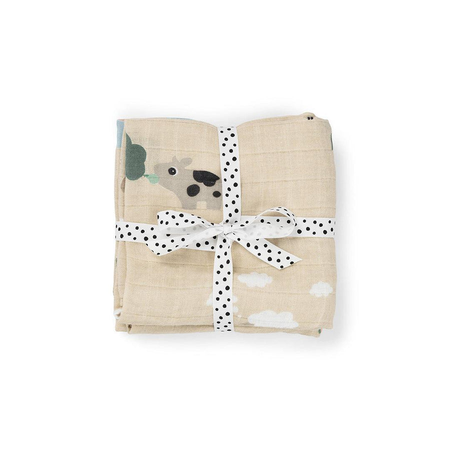 Done By Deer Burp Cloth 2 Pack - Tiny Farm Sand-Muslin Squares-Tiny Farm Sand- | Natural Baby Shower