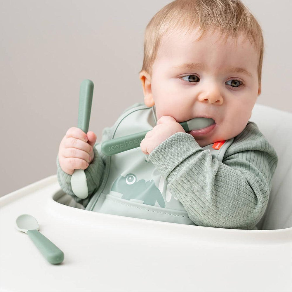 Done By Deer Foodie Easy-Grip Baby Spoon 3 Pack - Green-Cutlery-Green- | Natural Baby Shower