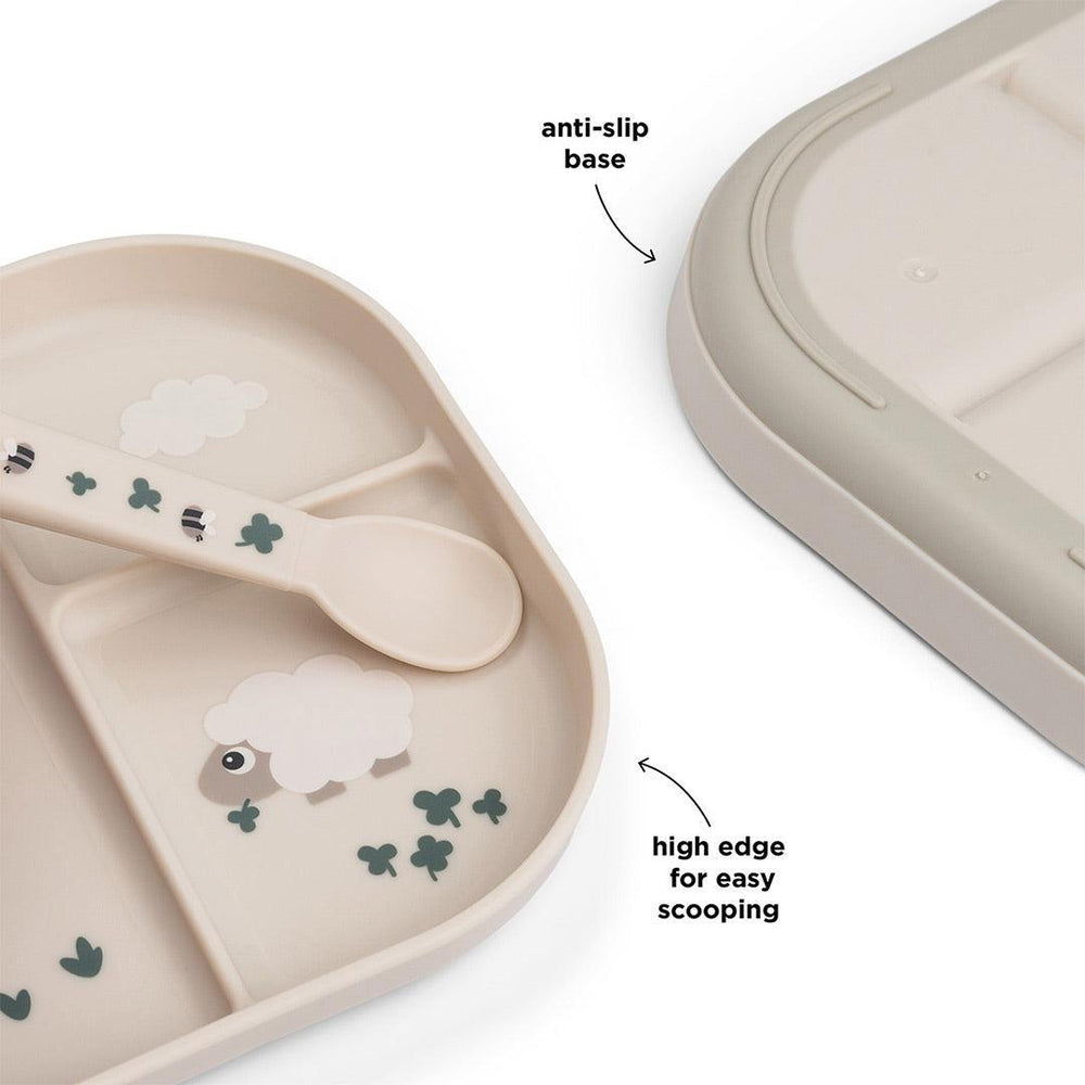 Done By Deer Foodie Compartment Plate - Tiny Farm Sand-Plates-Tiny Farm Sand- | Natural Baby Shower