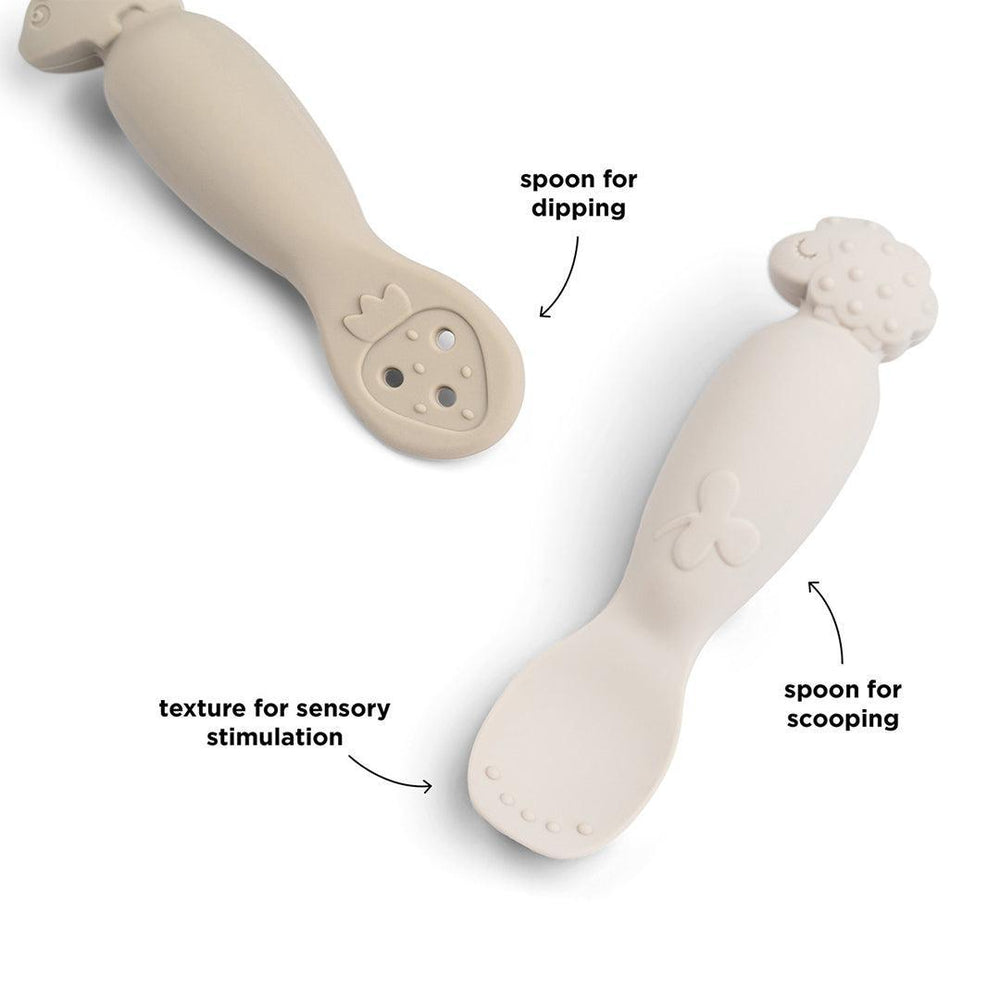 Done By Deer Learning Spoon Set - Tiny Farm Sand-Cutlery-Tiny Farm Sand- | Natural Baby Shower