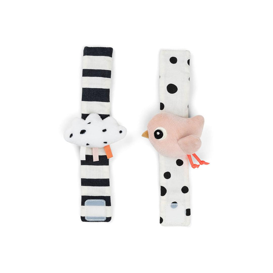 Done by Deer Wrist Rattle Set - 2 Pack - Powder - Happy Clouds-Rattles-Happy Clouds Powder- | Natural Baby Shower