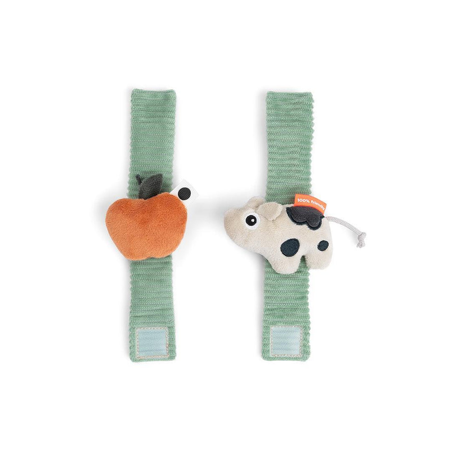 Done By Deer Wrist Rattle Set 2 - Dotti Green-Soft Toys-Dotti Green- | Natural Baby Shower