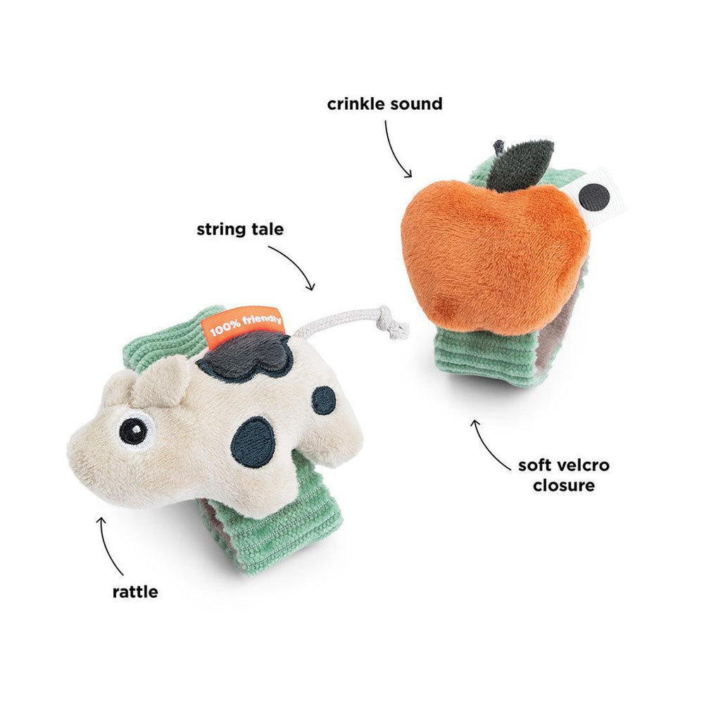 Done By Deer Wrist Rattle Set 2 - Dotti Green-Soft Toys-Dotti Green- | Natural Baby Shower