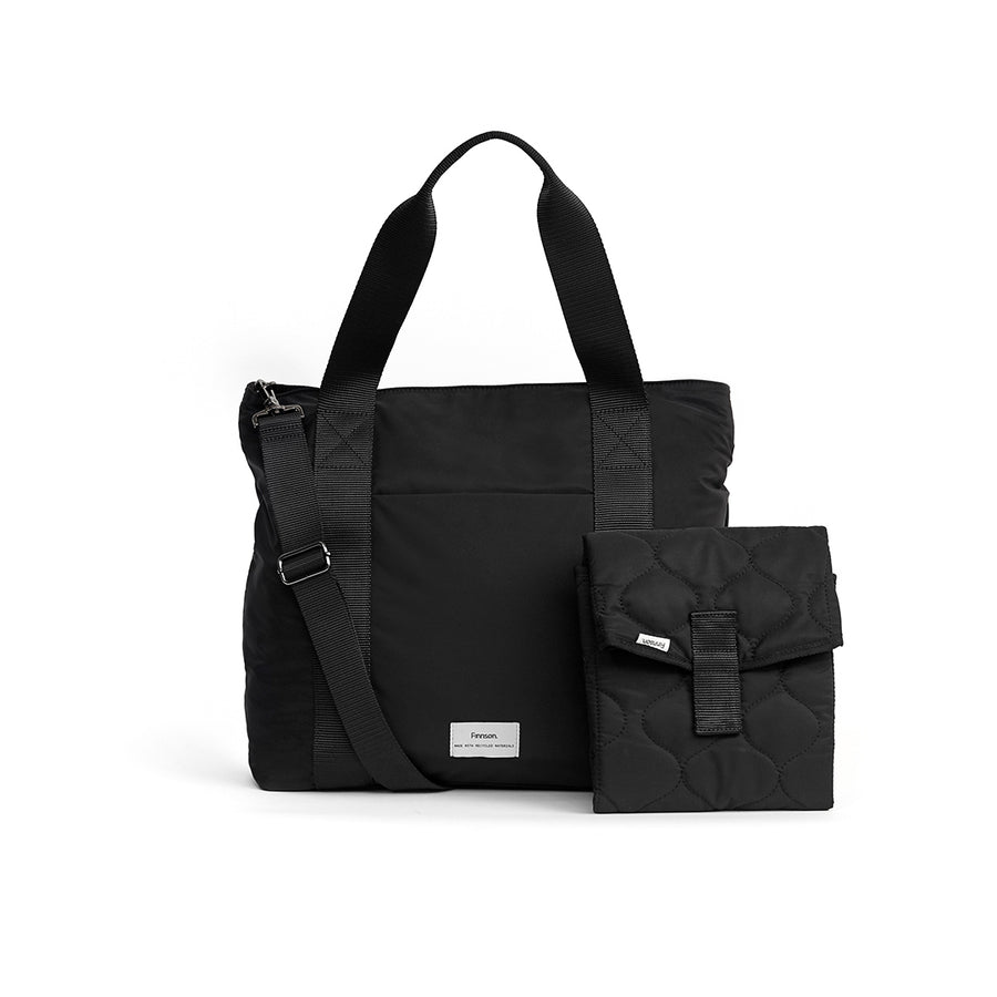 Finnson Selby Eco Changing Tote With Changing Mat - Black-Changing Bags-Black- | Natural Baby Shower