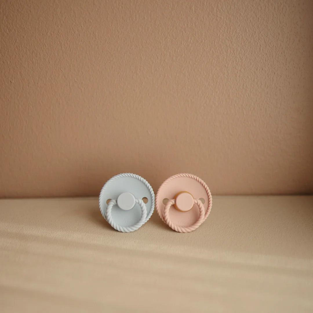 FRIGG Rope Latex Pacifier - 2 Pack - Ocean View - Powder Blue-Pacifiers-Ocean View/Powder Blue-0-6m | Natural Baby Shower