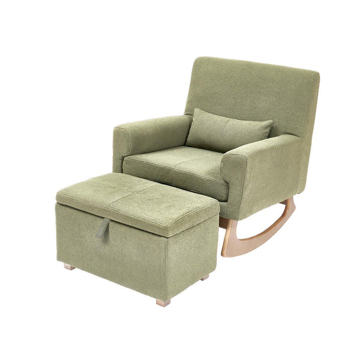 Gaia Baby Serena Rocking/Feeding Chair - Sage/Oak-Feeding Chairs-Sage/Oak-With Footstool | Natural Baby Shower