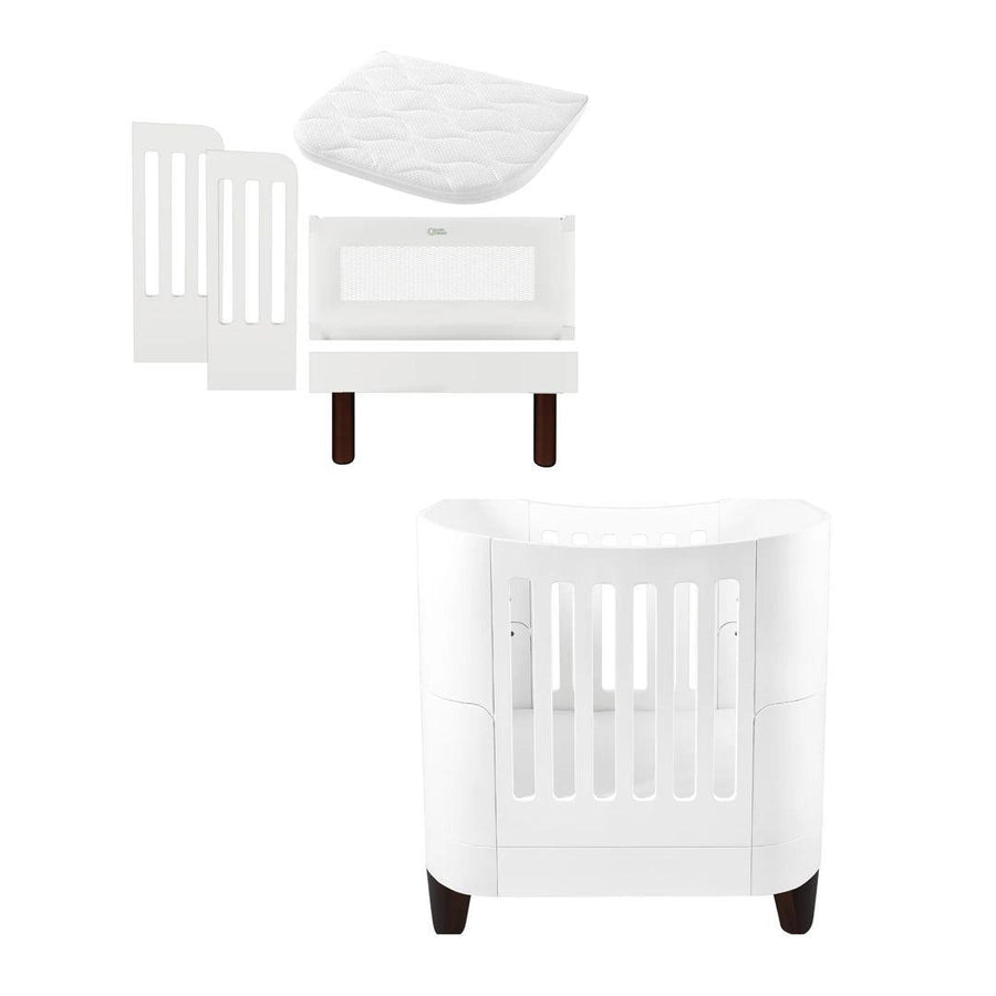 Gaia Baby Serena Mini Cot + Bedside Crib - Includes Bedside mattress - White / Walnut-Cot Beds-White / Walnut- | Natural Baby Shower