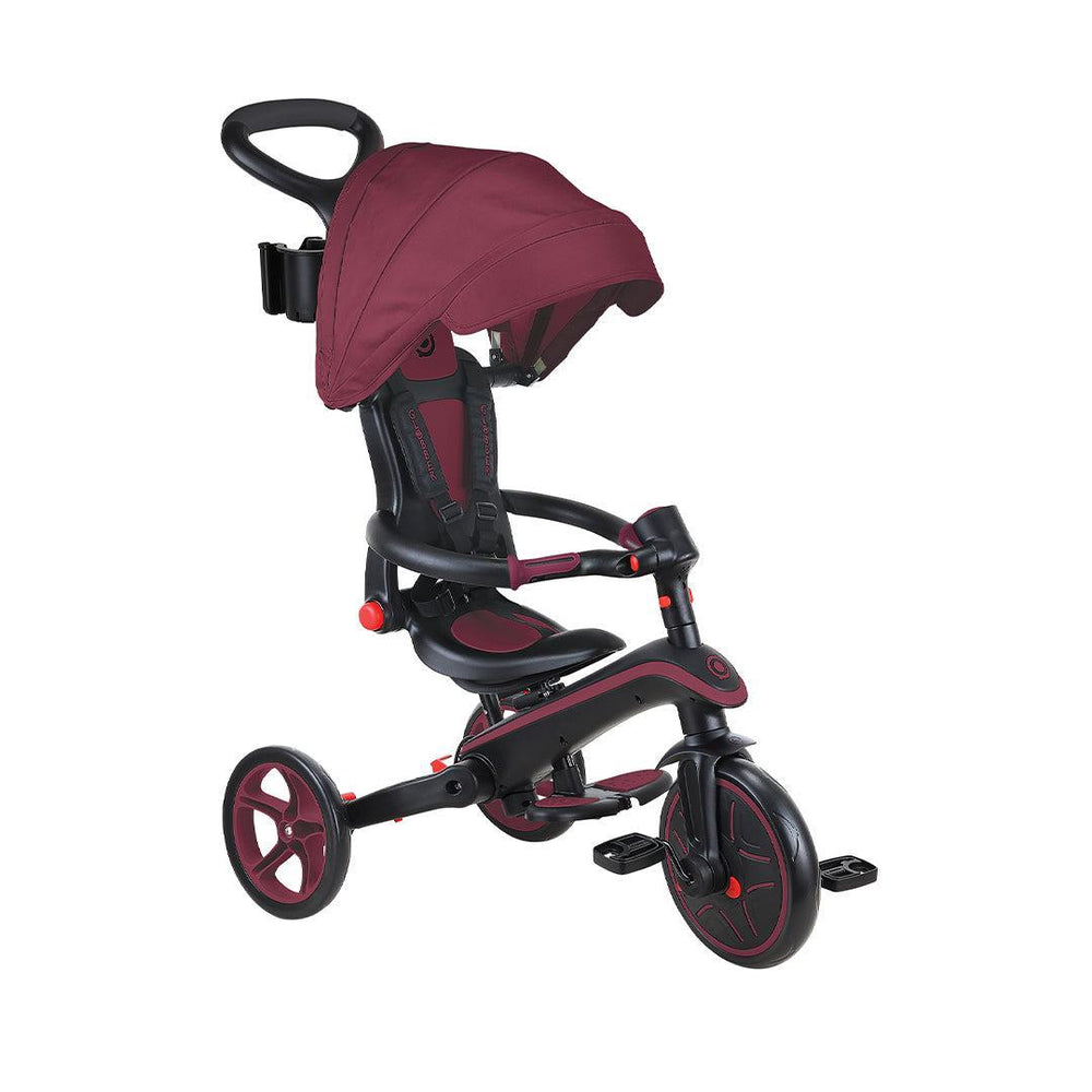 Globber Explorer Trike Foldable 4 in 1 - Burgundy-Bikes-Burgundy- | Natural Baby Shower