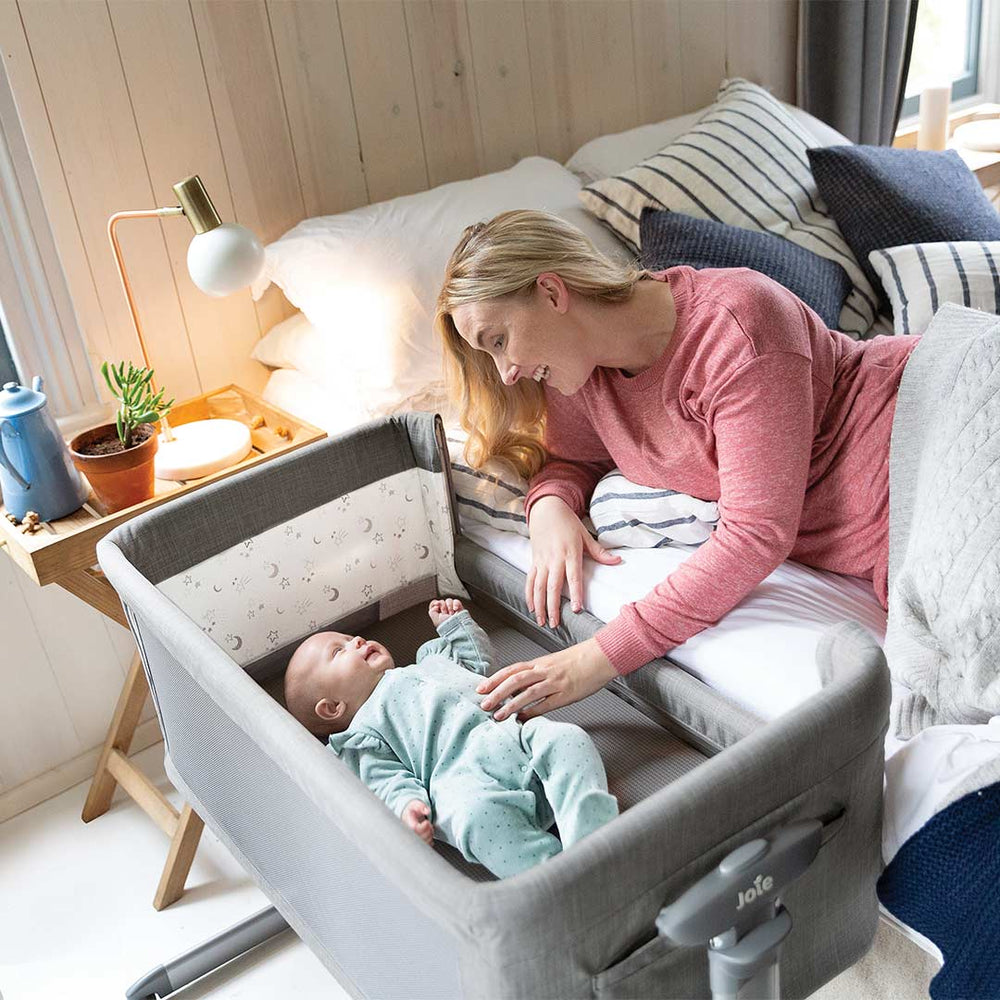 Joie Roomie Glide Side Sleeping Crib - Foggy Grey-Bedside Cribs-Foggy Grey-No Accessories | Natural Baby Shower